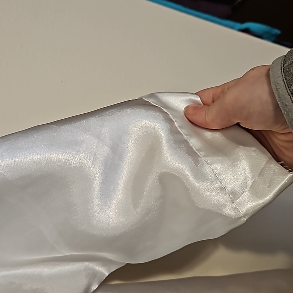 White satin robe. Ties on inside and has the tie for outside. In EUC. - Picture 6 of 6